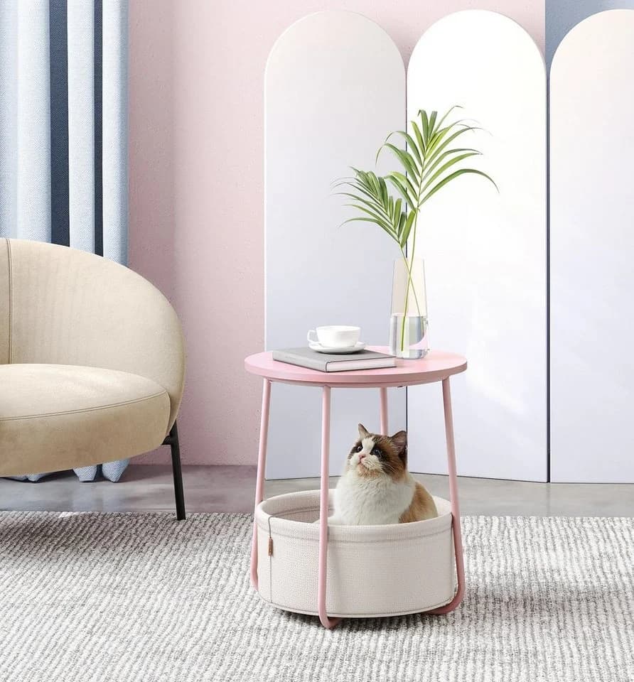VASAGLE Beistelltisch Rund Couchtisch Rosa Modern