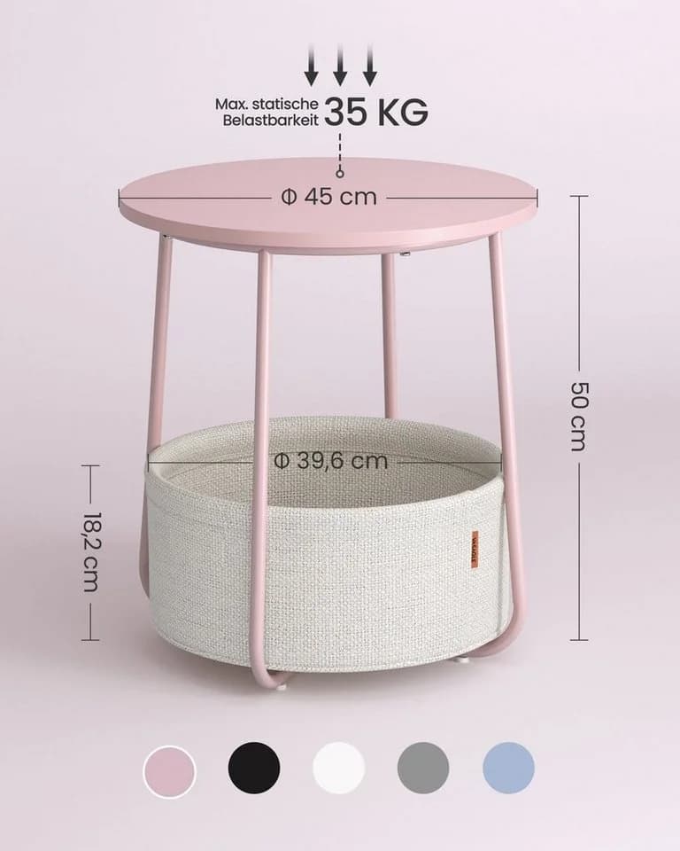 VASAGLE Beistelltisch Rund Couchtisch Rosa Modern - Bild 4