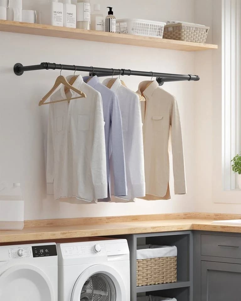 SONGMICS Wandgarderobe 170 cm Kleiderstange Schwarz Stahl - Bild 3