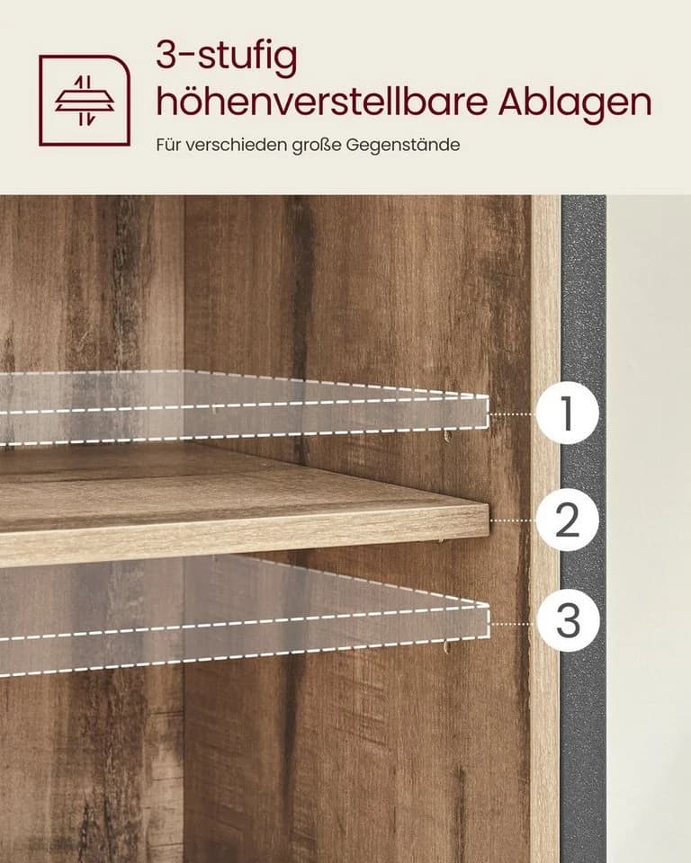 VASAGLE Sideboard Kommode 70 x 30 x 80 cm mit Schublade und Schiebetür - Bild 4