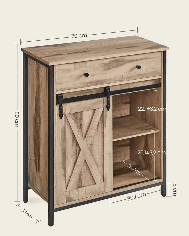VASAGLE Sideboard Kommode 70 x 30 x 80 cm mit Schublade und Schiebetür - Bild 5