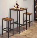 VASAGLE Bartisch-Set 60x60x90 cm mit 2 Barhockern Bild 2