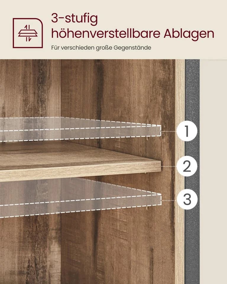 VASAGLE Sideboard Aufbewahrungsschrank Eichenbraun-Schwarz 70 x 30 x 80 cm - Bild 4