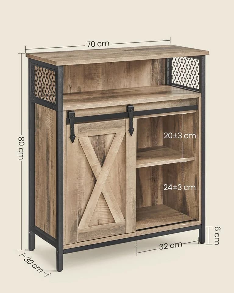VASAGLE Sideboard Aufbewahrungsschrank Eichenbraun-Schwarz 70 x 30 x 80 cm - Bild 5