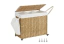 SONGMICS Wäschekorb 160 L mit Deckel 3 Fächer Beige/Grau Bild 2