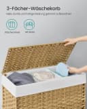 SONGMICS Wäschekorb 160 L mit Deckel 3 Fächer Beige/Grau Bild 3