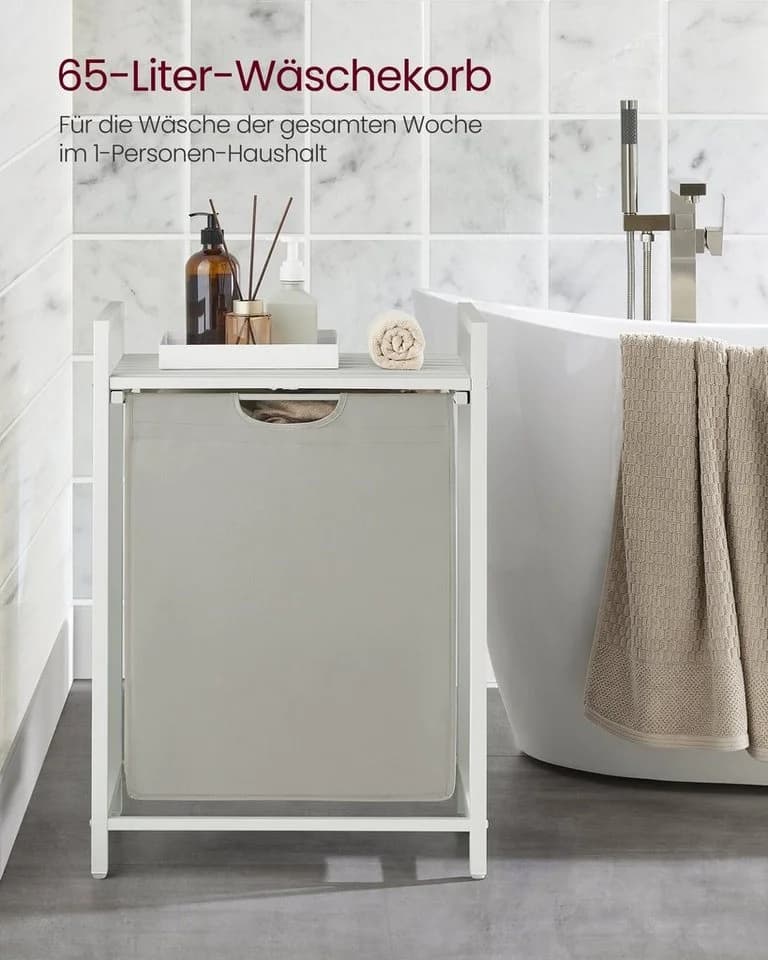 VASAGLE Wäschekorb 65 L mit Ablage und abnehmbarem Wäschesack - Bild 3