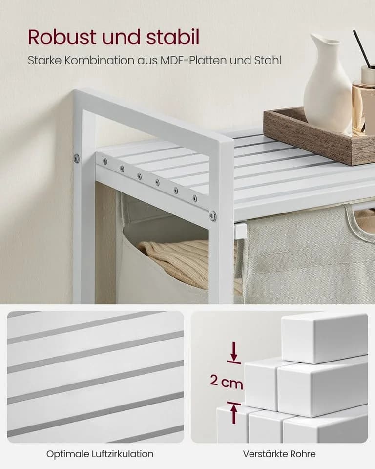 VASAGLE Wäschekorb 65 L mit Ablage und abnehmbarem Wäschesack - Bild 5