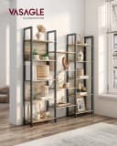 VASAGLE Bücherregal 14 Ablagen Metallrahmen Eichenfarben-Schwarz Wohnzimmer Bild 1