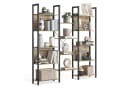 VASAGLE Bücherregal 14 Ablagen Metallrahmen Eichenfarben-Schwarz Wohnzimmer Bild 2