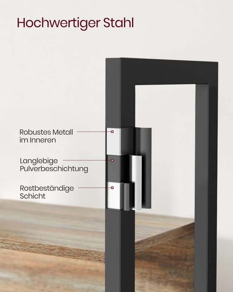 VASAGLE Bücherregal 14 Ablagen Metallrahmen Eichenfarben-Schwarz Wohnzimmer - Bild 3