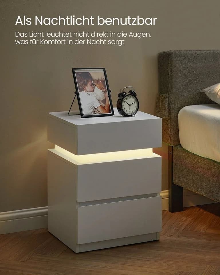 VASAGLE Nachttisch (2-St) mit LED-Beleuchtung, einstellbare Farben - Bild 5