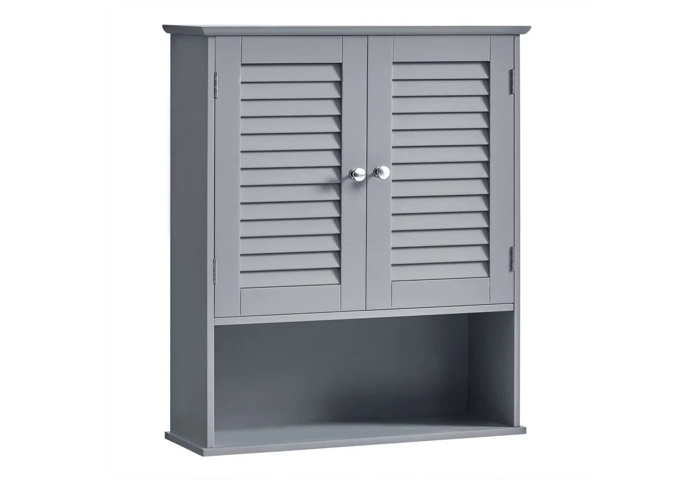 VASAGLE Badezimmerschrank Wandschrank Lamellentüren Grau - Bild 2