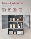 VASAGLE Badezimmerschrank Wandschrank Lamellentüren Grau Bild 5