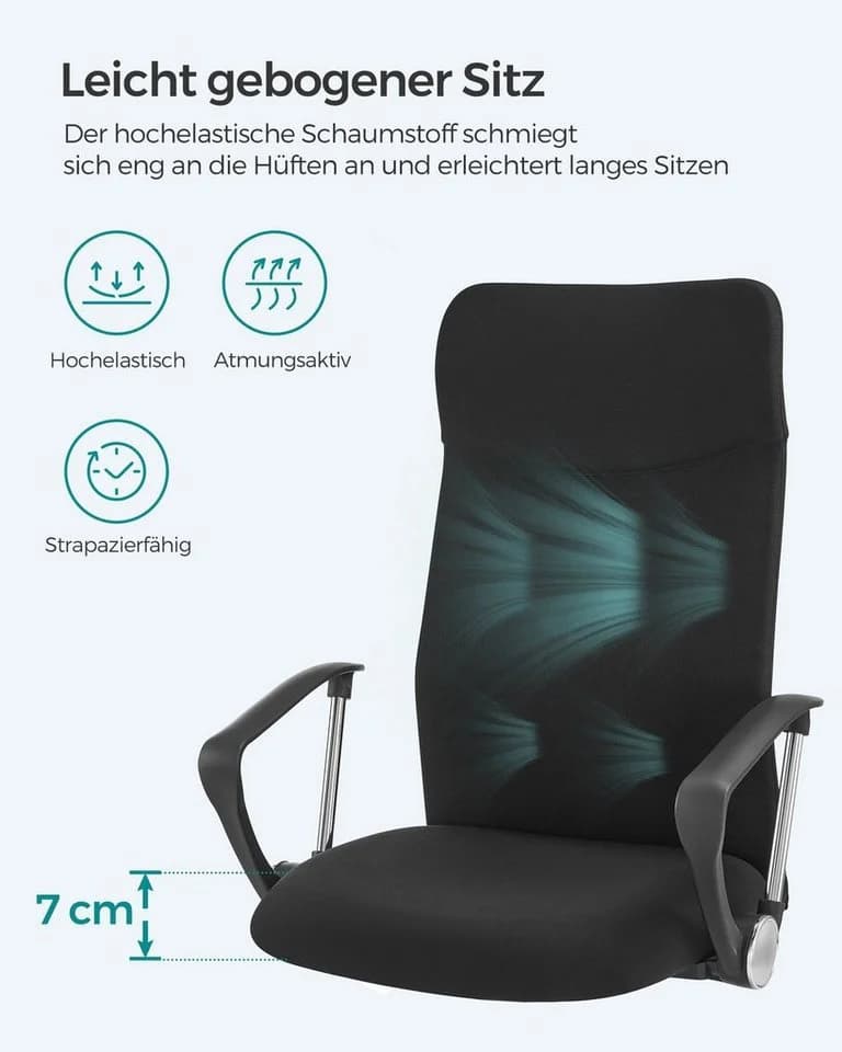 SONGMICS Bürostuhl (2 St) Atmungsaktiver Netzbezug Schwarz - Bild 5