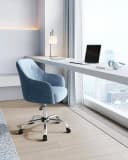 SONGMICS Bürostuhl Höhenverstellbar Blau Baumwoll-Leinen-Mischgewebe Bild 1
