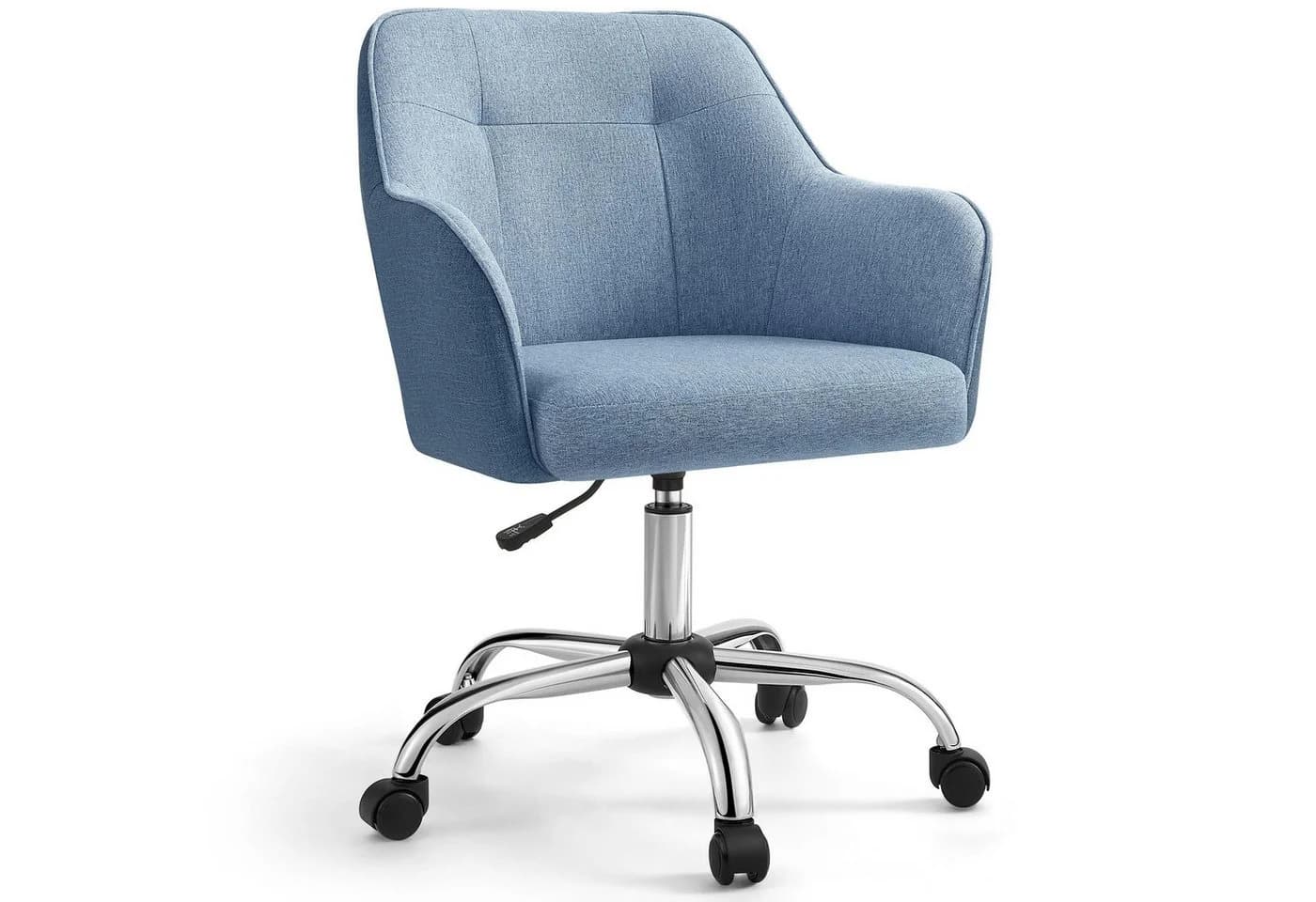 SONGMICS Bürostuhl Höhenverstellbar Blau Baumwoll-Leinen-Mischgewebe - Bild 2