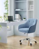 SONGMICS Bürostuhl Höhenverstellbar Blau Baumwoll-Leinen-Mischgewebe Bild 3