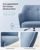 SONGMICS Bürostuhl Höhenverstellbar Blau Baumwoll-Leinen-Mischgewebe Bild 5