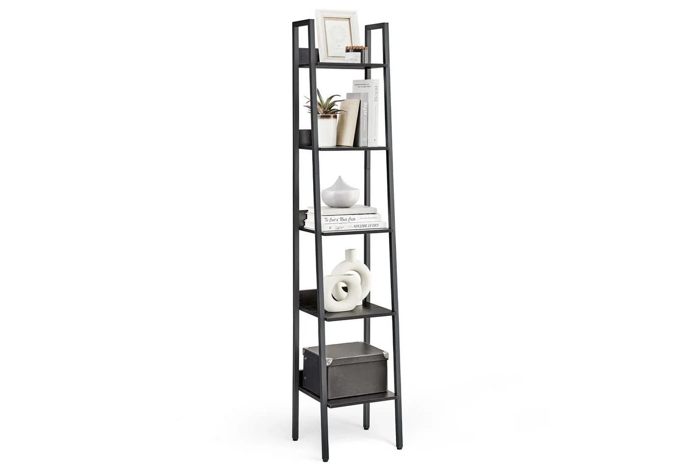 VASAGLE Bücherregal Leiterregal 140/170 cm Industrie-Design Schwarz - Bild 2