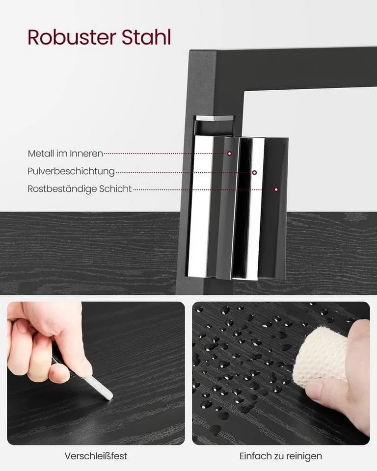 VASAGLE Bücherregal Leiterregal 140/170 cm Industrie-Design Schwarz - Bild 5