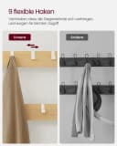 VASAGLE Garderobenständer Spiegel Schuhregal Sitzfläche Eichenfarben-Weiß Bild 5