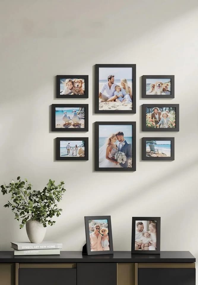 SONGMICS Bilderrahmen-Set 10er Set Weiß MDF Kunststoffscheibe