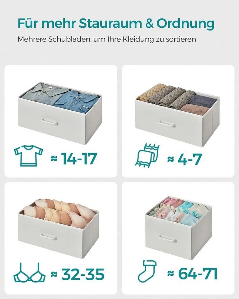SONGMICS Kommode 7 Schubladen Industrie-Design Weiß-Eichenfarben - Bild 4