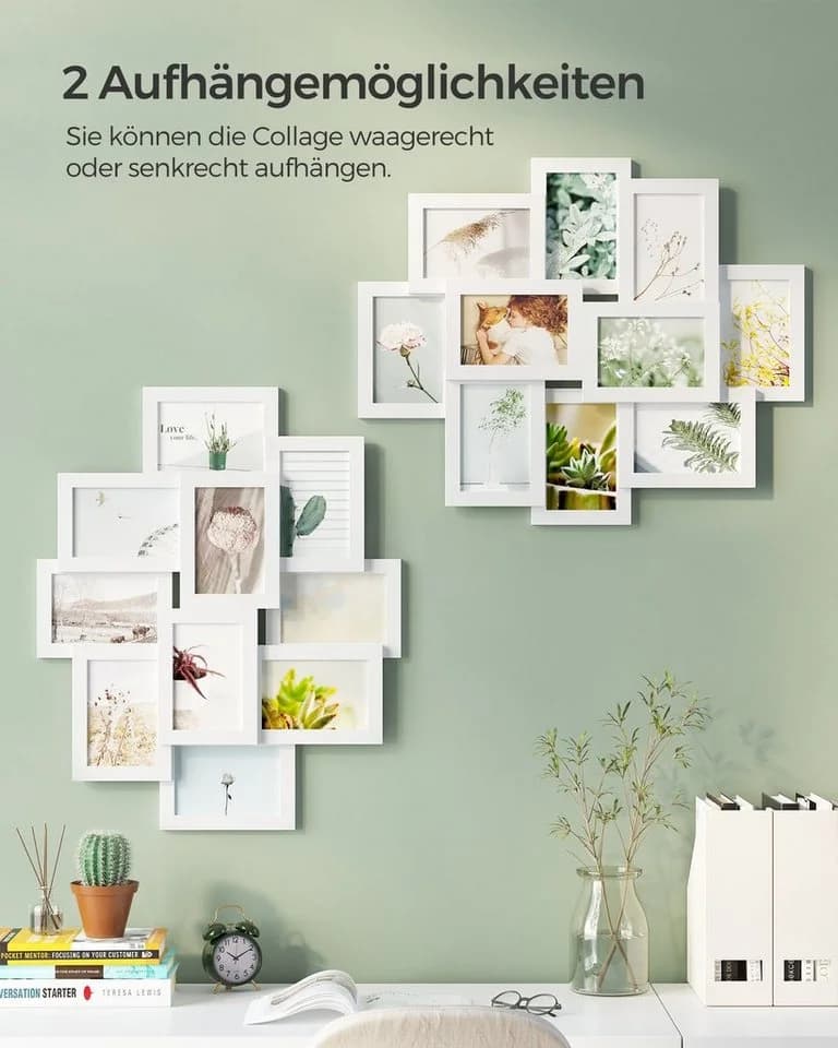 SONGMICS Bilderrahmen-Set 10er Collage Weiß/Schwarz MDF - Bild 3