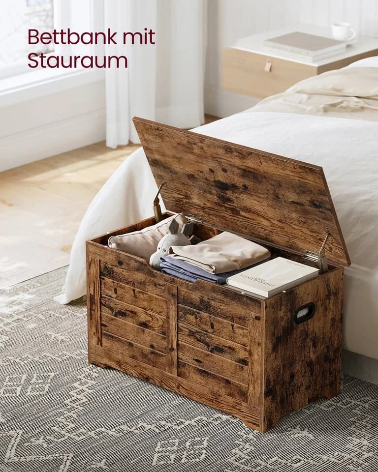 VASAGLE Sitzbank Spielzeugtruhe 80/100x40x46 cm Braun Holzspanplatte - Bild 3