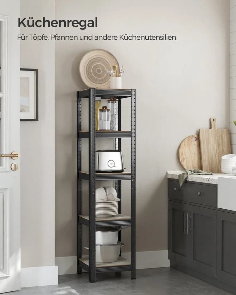 SONGMICS Standregal Küchenregal 5 Ablagen verstellbar 37x37x150 cm