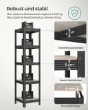 SONGMICS Standregal Küchenregal 5 Ablagen verstellbar 37x37x150 cm Bild 5