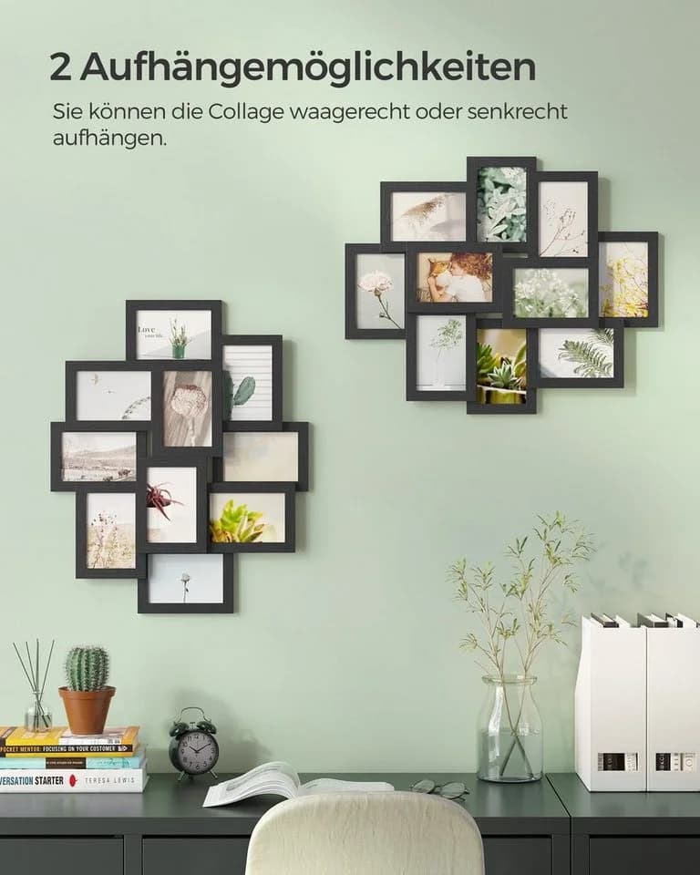 SONGMICS Bilderrahmen-Set 10er Collage Schwarz/Weiß MDF - Bild 3