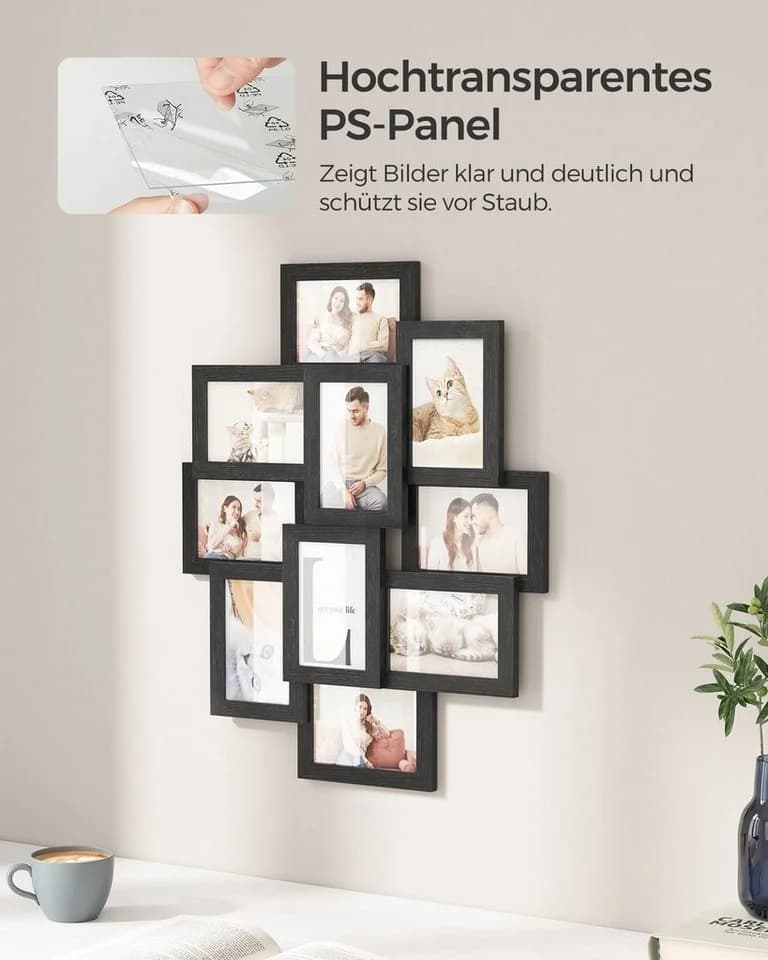 SONGMICS Bilderrahmen-Set 10er Collage Schwarz/Weiß MDF - Bild 5