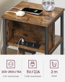 VASAGLE Beistelltisch mit Steckdose 2 AC-Anschlüsse 2 USB-Anschlüsse Bild 3