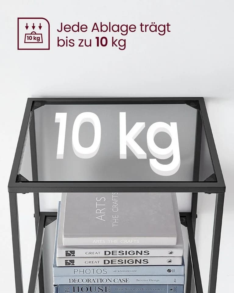 VASAGLE Bücherregal Standregal Küchenregal stabil Gold/Schwarz - Bild 4