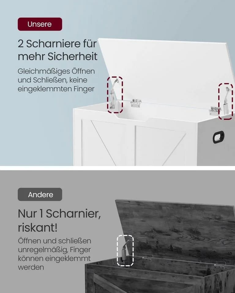 VASAGLE Sitzbank Spielzeugtruhe Sitztruhe 80/100 x 40 x 46 cm - Bild 4