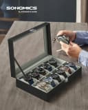 Moderne Uhrenbox aus Glas und Stoff Bild 1