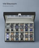 Moderne Uhrenbox aus Glas und Stoff Bild 5