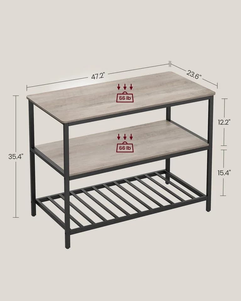VASAGLE Küchenregal Kücheninsel Standregal 60 x 120 x 90 cm Greige Holzspanplatte - Bild 3