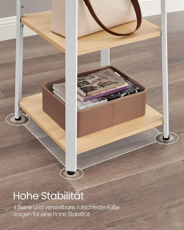 VASAGLE Garderobenständer Kleiderständer 8 Haken Hellgelb-Weiß - Bild 5