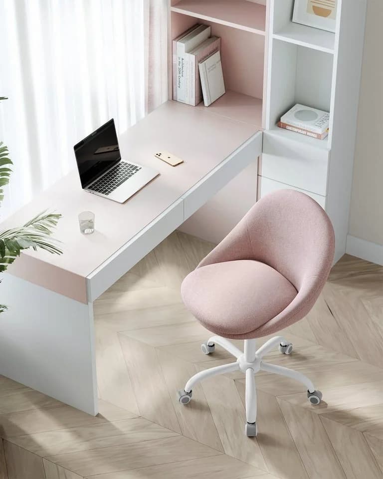SONGMICS Bürostuhl Rosa Baumwoll-Leinen-Mischgewebe