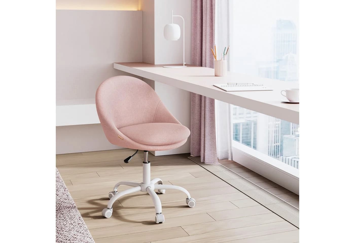 SONGMICS Bürostuhl Rosa Baumwoll-Leinen-Mischgewebe - Bild 5
