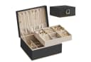 SONGMICS Schmuckkasten Schmuckbox Schwarz-Gold 2 Ebenen Bild 2