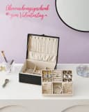 SONGMICS Schmuckkasten Schmuckbox Schwarz-Gold 2 Ebenen Bild 3