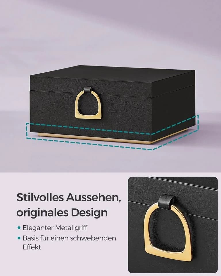SONGMICS Schmuckkasten Schmuckbox Schwarz-Gold 2 Ebenen - Bild 4