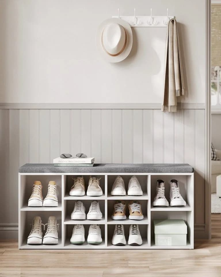 VASAGLE Garderoben-Set 2-St. Wandgarderobe und Schuhbank 10 Fächern