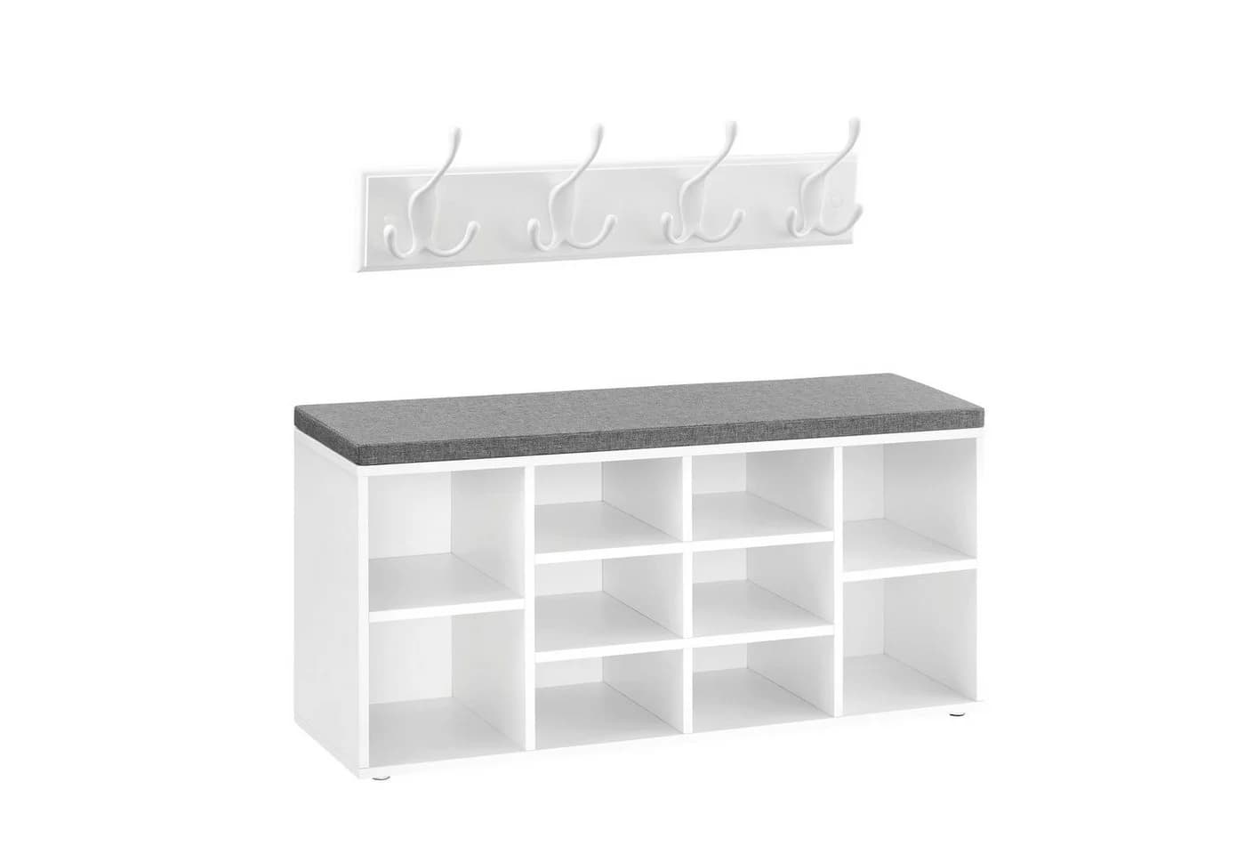 VASAGLE Garderoben-Set 2-St. Wandgarderobe und Schuhbank 10 Fächern - Bild 2
