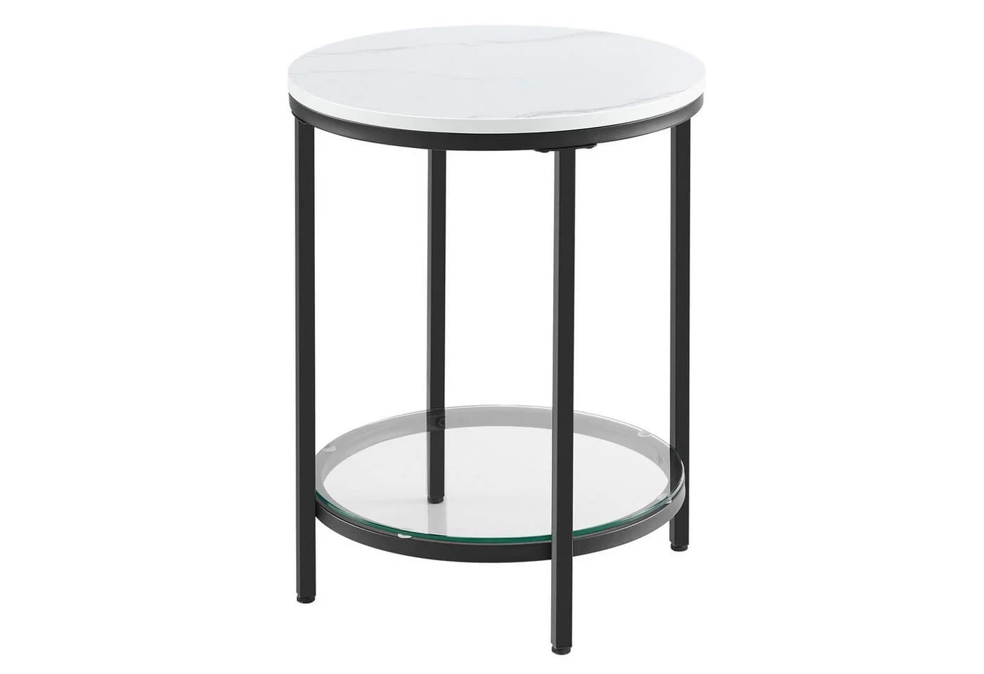 VASAGLE Beistelltisch 2 Ebenen Hartglas Marmoroptik Ø 45 cm Modern Minimalistisch - Bild 2