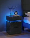 VASAGLE Nachttisch mit LED-Beleuchtung Schwarz Holzspanplatte Bild 1